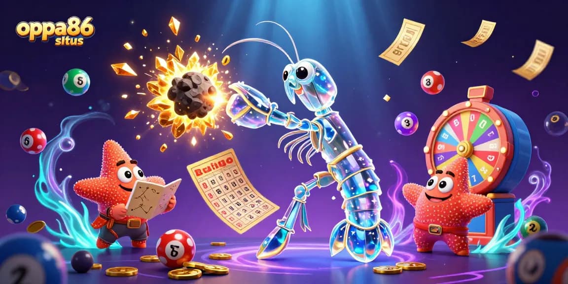 Engage with oppa86 situs in a vibrant cosmic gambling scene filled with colorful lottery elements.