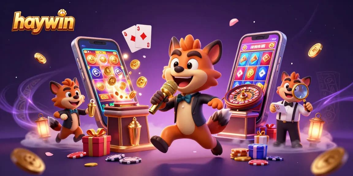 Experience the excitement at Haywin's comedy casino with lively hyenas, cocktails, and vibrant gaming elements.