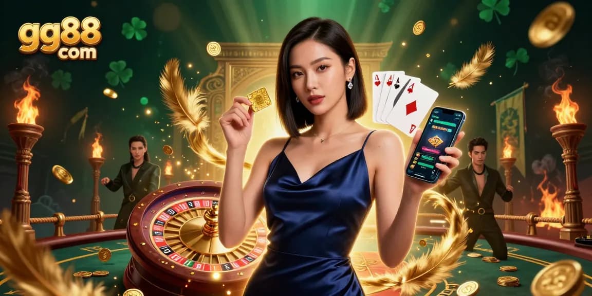Experience thrilling gaming at gg88 com with glamorous setups and immersive elements, showcasing a stunning casino atmosphere.
