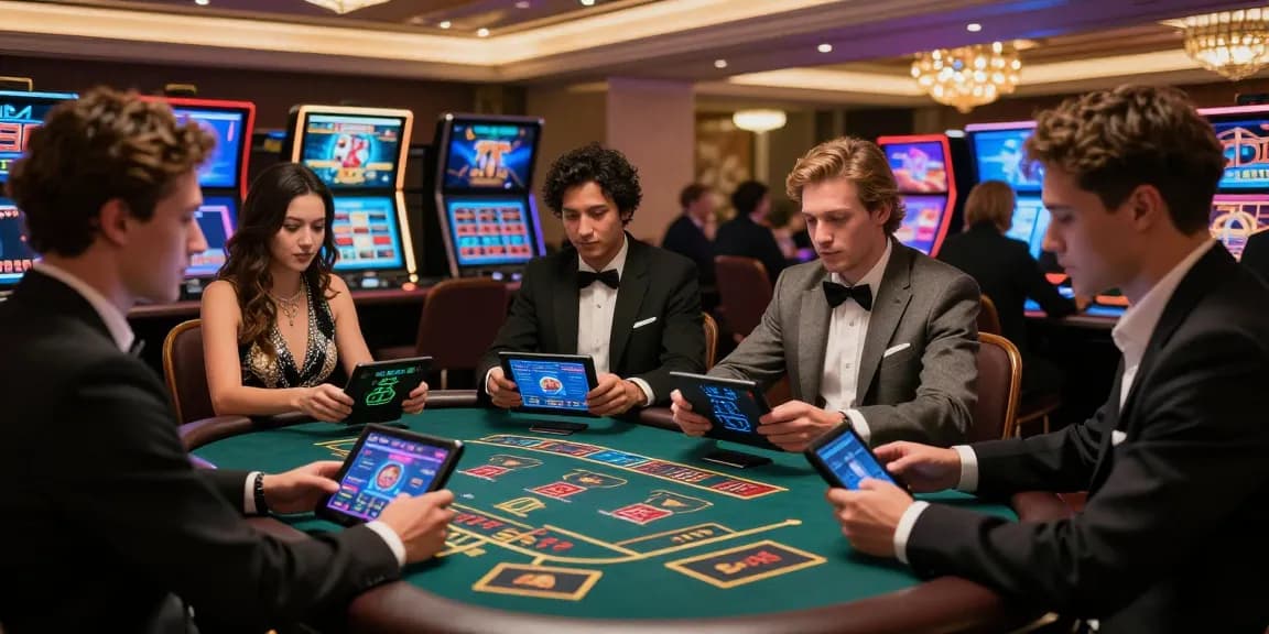 Engaging gambling atmosphere at https://78winnh.net/ with diverse players enjoying online casino games in a luxurious virtual setting.