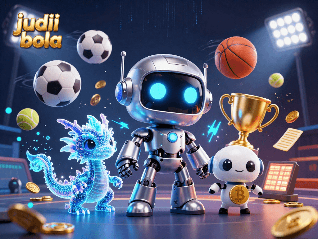 Engage in judi bola with a vibrant 3D illustration showcasing sports betting action and dynamic gaming elements.