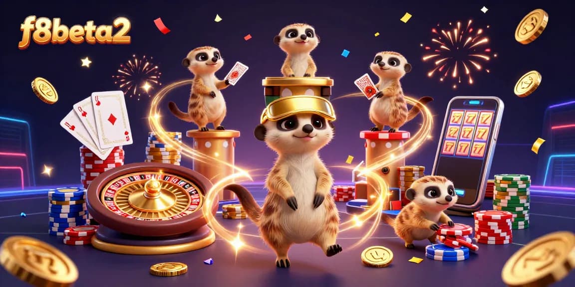 Experience thrilling games at f8beta2 with energetic meerkats operating a vibrant casino scene.