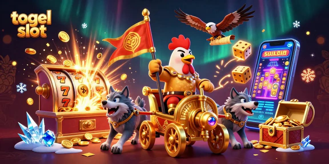 Engage exciting togel slot action with colorful characters and jackpot elements in a vibrant 3D scene.