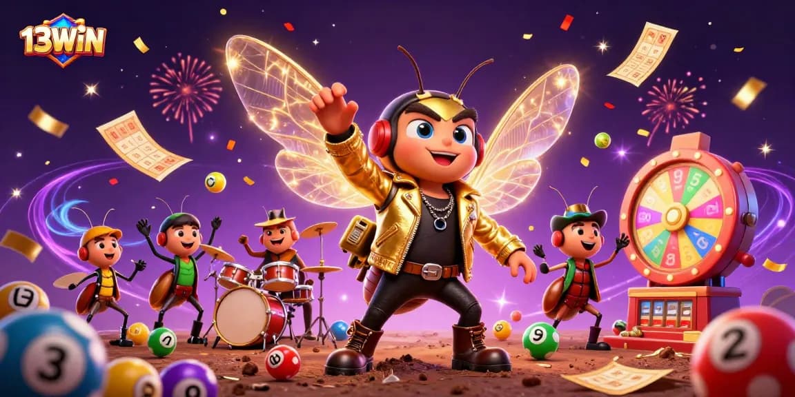 Join the excitement at 13WIN with a vibrant casino scene filled with prizes and energy.
