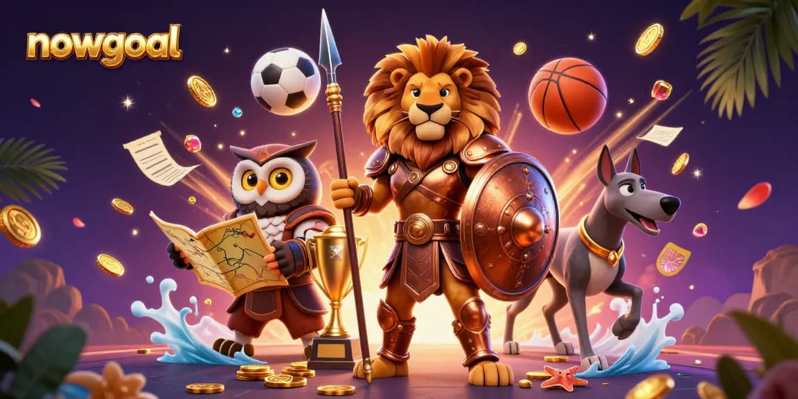 Experience nowgoal's dynamic sports betting action with characters celebrating wins amidst vibrant game elements.