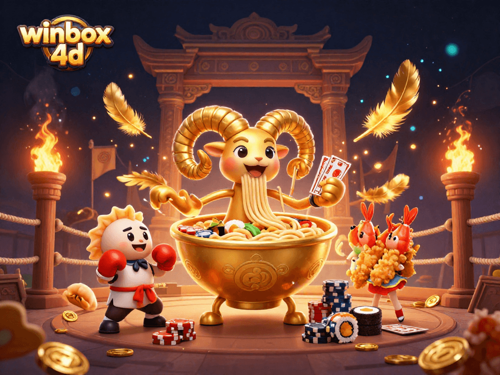 Engage with winbox 4d in a vibrant 3D casino scene featuring dynamic characters and rich betting elements.