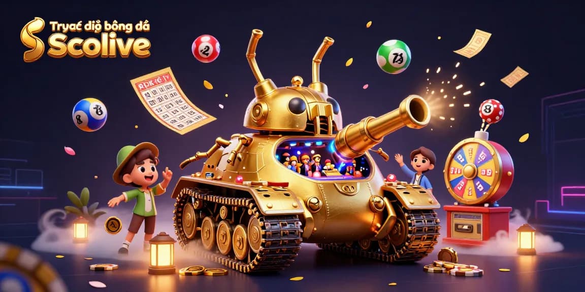 Experience Trực tiếp bóng đá Socolive in a dynamic 3D casino scene with golden beetle tank.