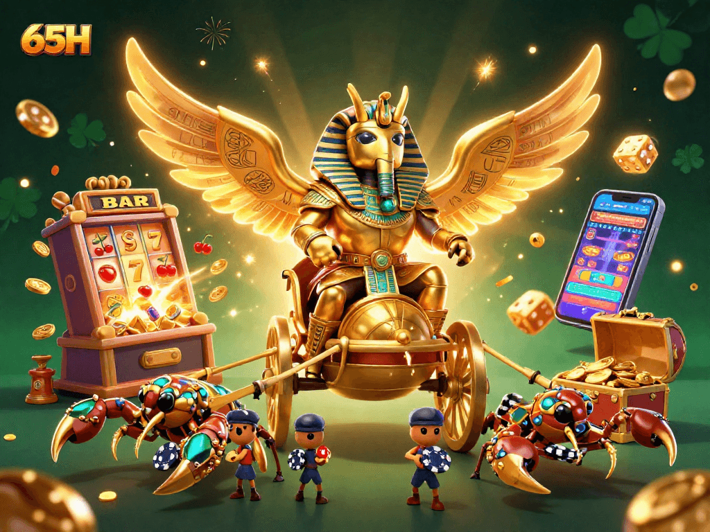 Viva a emoção de 65H com um escaravelho dourado e um emocionante jackpot de cassino!
