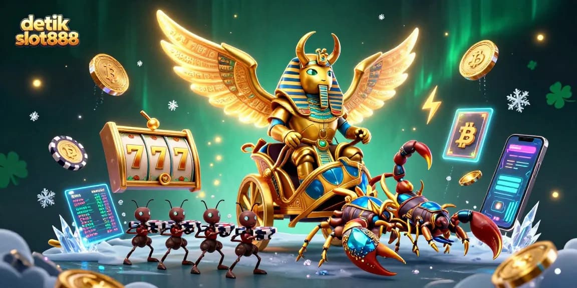 Spin the reels with detik slot888 while golden characters and crypto coins fill the scene.