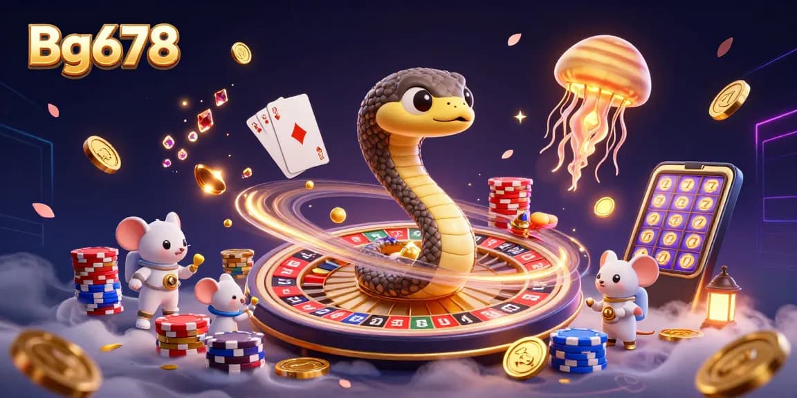 Engage with Bg678's captivating cosmic casino scene featuring betting astronaut mice and a golden jellyfish dealer.