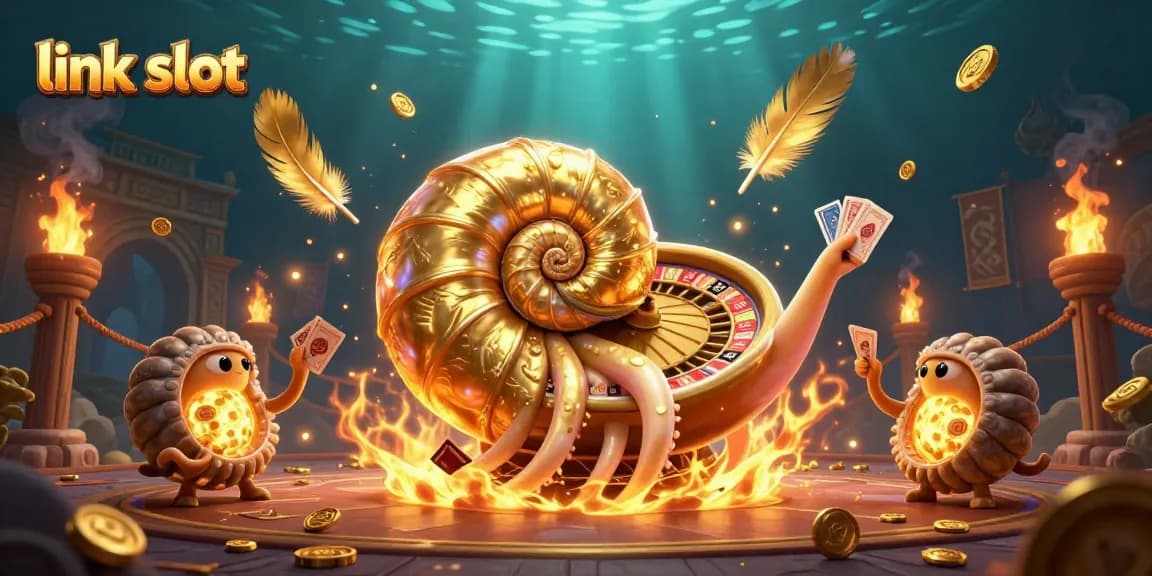 Permainkan link slot dengan mesin slot dan simbol kemenangan dalam suasana kasino yang megah