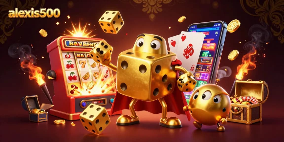 Experience the thrill of winning with alexis500 as golden dice and slot machines explode with prizes.