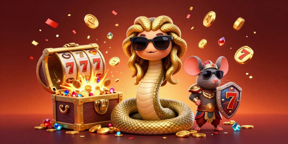 Join the excitement at Sunwin with Medusa and friends as they celebrate big wins in a vibrant online casino illustration.