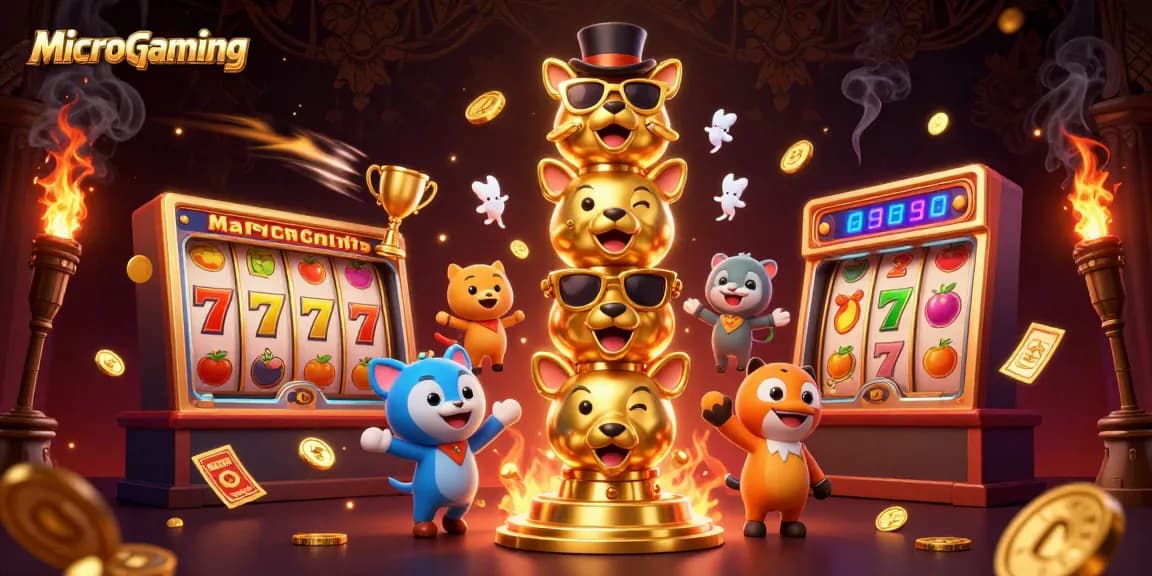 Menangkan permainan Microgaming dengan slot memukau dan simbol keberuntungan yang berkilau.