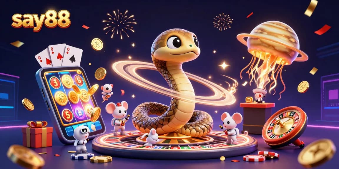 Experience excitement with say88's cosmic casino scene featuring unique gaming elements and vibrant colors.