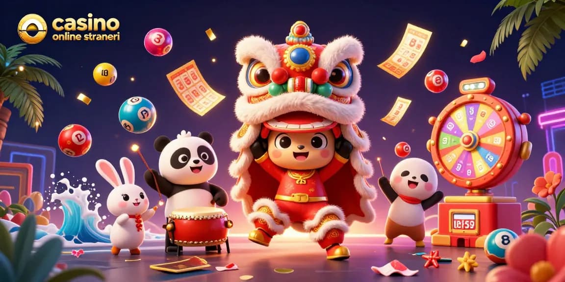 Partecipa a un'esperienza di gioco entusiasmante nei casino online stranieri con elementi colorati e personaggi vivaci.
