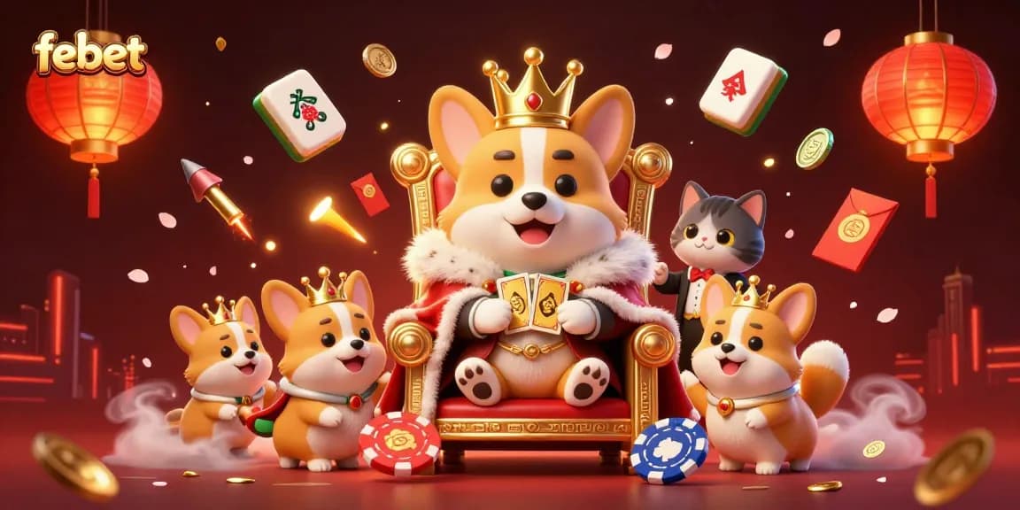 Enjoy thrilling games with febet's dynamic cartoon casino scene showcasing vibrant characters and elements.