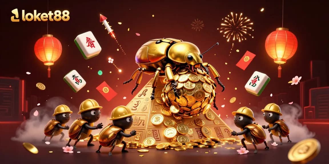 Experience the excitement of loket88 with golden coins and vibrant gaming symbols in a captivating 3D scene.