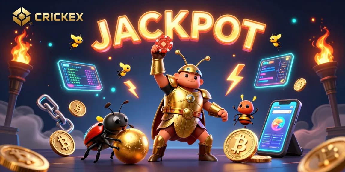 CRICKEX players winning in dynamic online casino illustration with vibrant gaming elements.