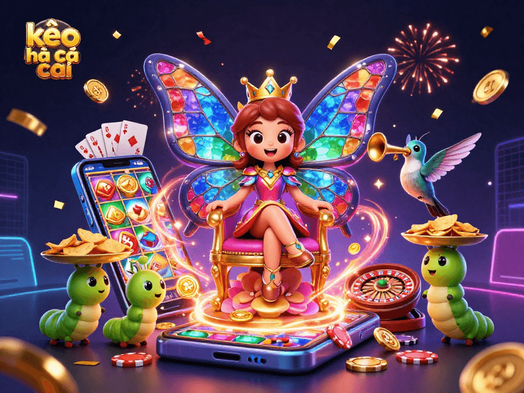 Win with kèo nhà cái in this vibrant 3D casino illustration showcasing gameplay elements and adventure.