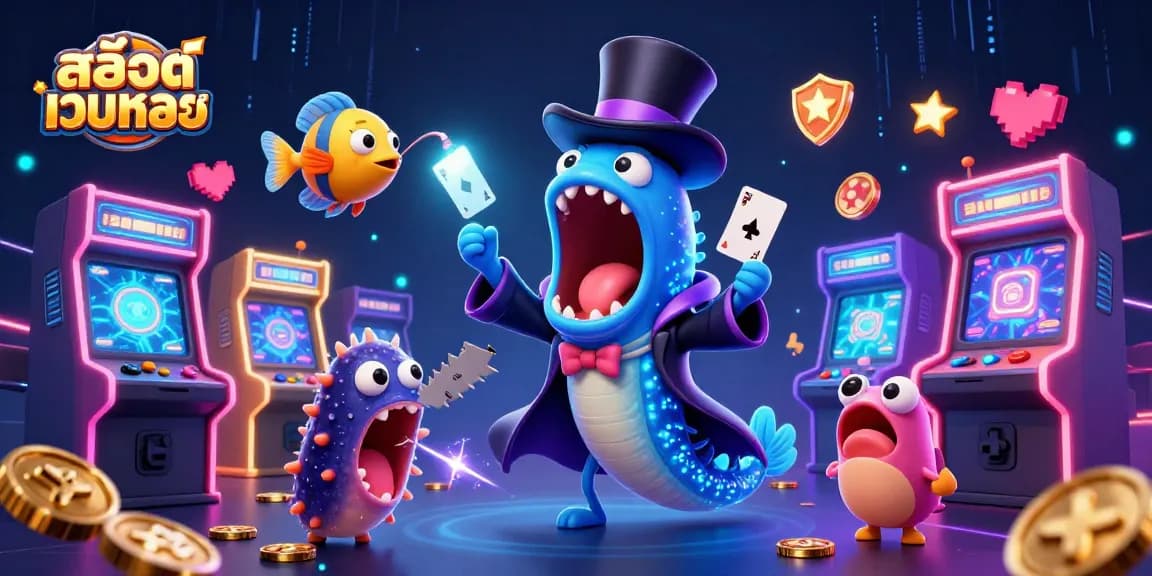 Experience the excitement of สล็อตเว็บตรง through an engaging, colorful scene of animated sea creatures in a casino setting.