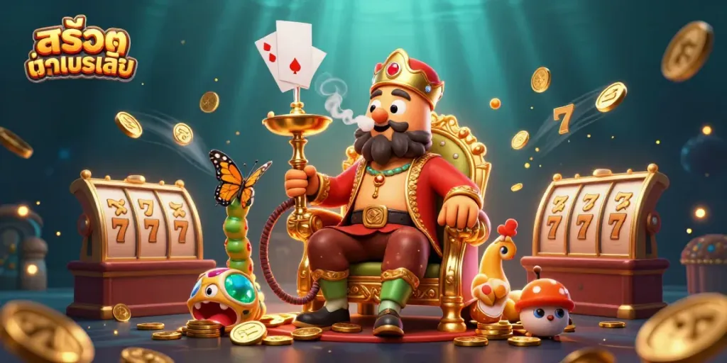 เล่นเกมสล็อตทดลองเล่นกับภาพการ์ตูนและสัญลักษณ์คาสิโนสุดสร้างสรรค์