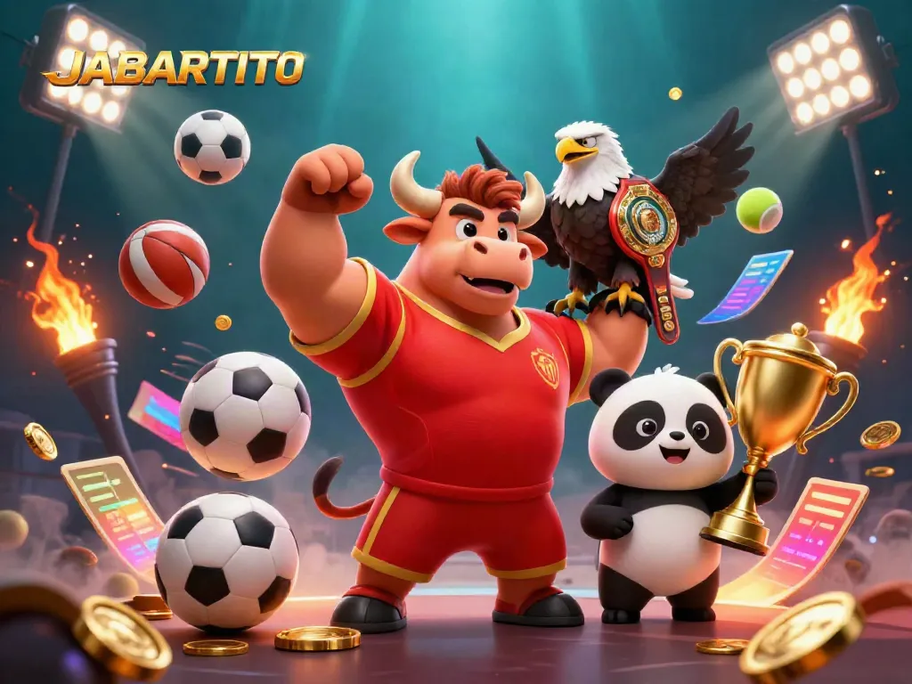 JABARTOTO memberikan kemenangan nyata dengan simbol kemenangan dalam ilustrasi kasino.
