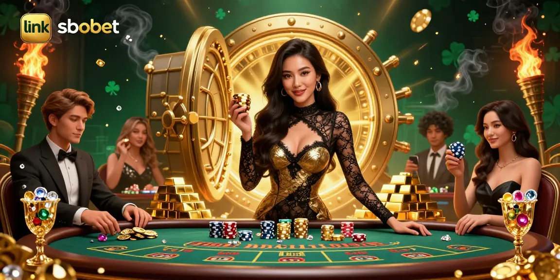 Engage in thrilling baccarat action with link sbobet in this luxurious casino scene.