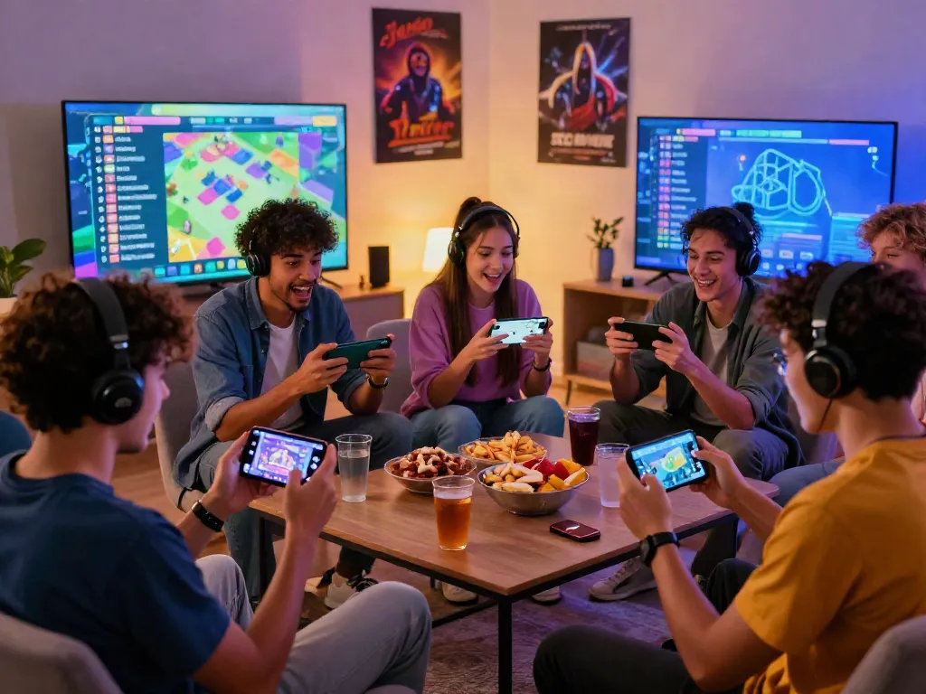 Engaged players enjoying yono games in a cozy living room setting.