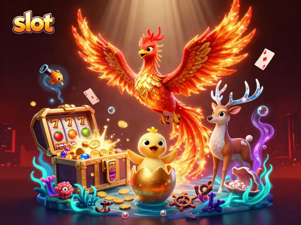 Slot yang menghibur dengan simbol buah, jackpot, dan makhluk legendaris dalam ilustrasi 3D menakjubkan.