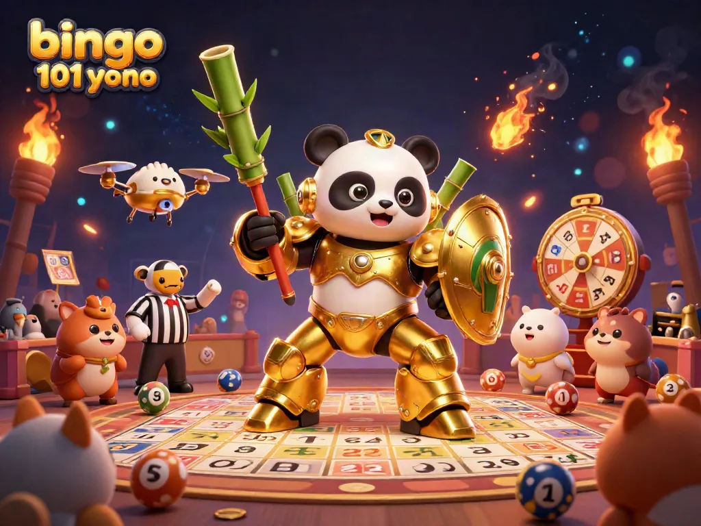 Permainan bingo 101 yono dengan suasana meriah dan karakter 3D yang menarik