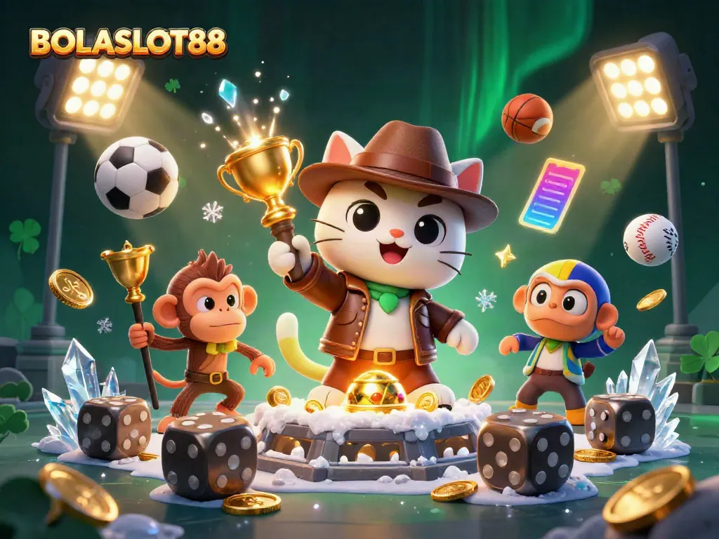 Experience the thrill of BOLASLOT88 as a cat explorer uncovers a casino artifact in an exciting temple
