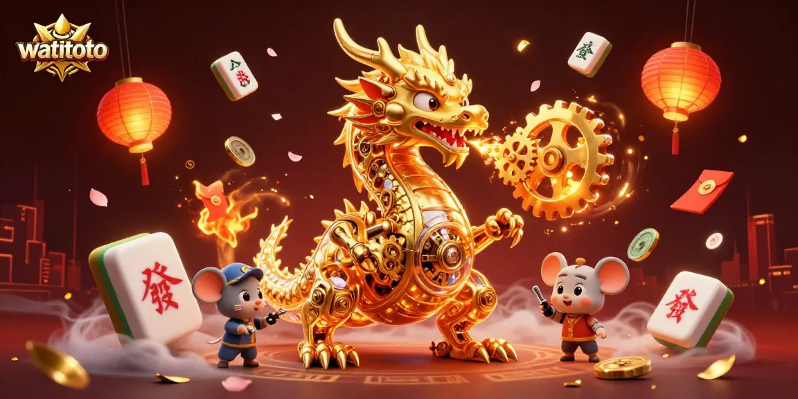 Experience the thrill of watitoto with a biomechanical dragon and glowing casino elements.