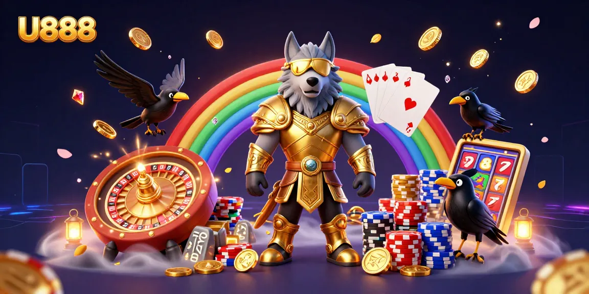 Engage in thrilling gaming with U888's dynamic casino scene featuring Norse mythology characters.
