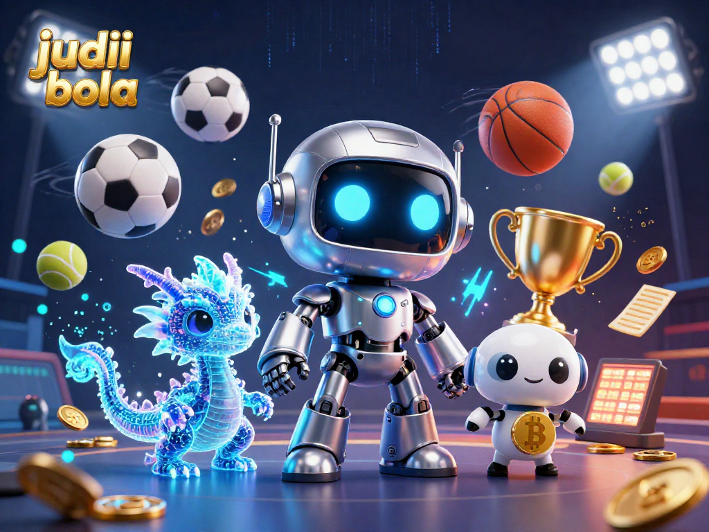 Engage in judi bola with a vibrant 3D illustration showcasing sports betting action and dynamic gaming elements.