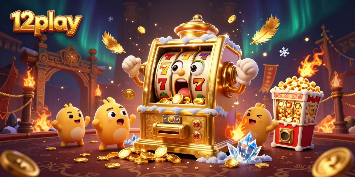 Experience 12play excitement as golden slot machines celebrate big wins amid dynamic casino elements.