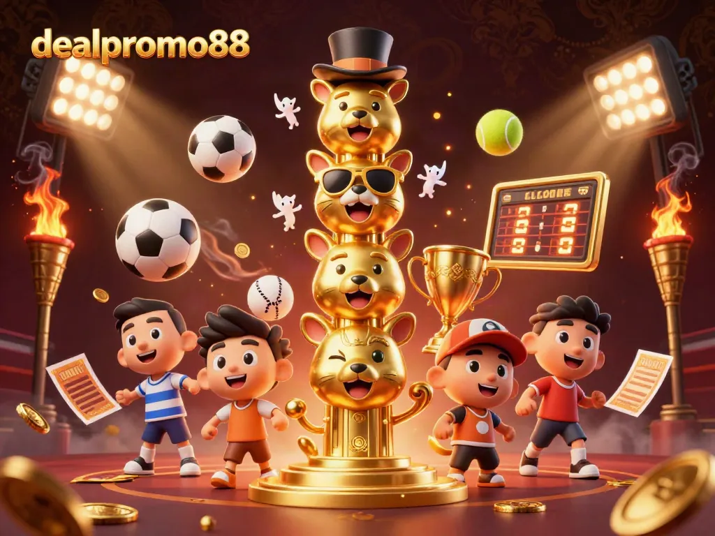 Experience thrilling gaming with dealpromo88, featuring vibrant casino elements and dynamic sports action.
