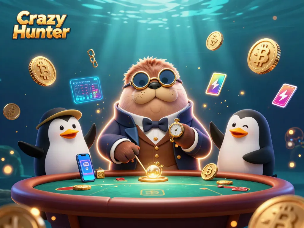 เข้าร่วมสนุกกับ Crazy Hunter ที่โต๊ะเกมในภาพ 3D ฉากการ์ตูน