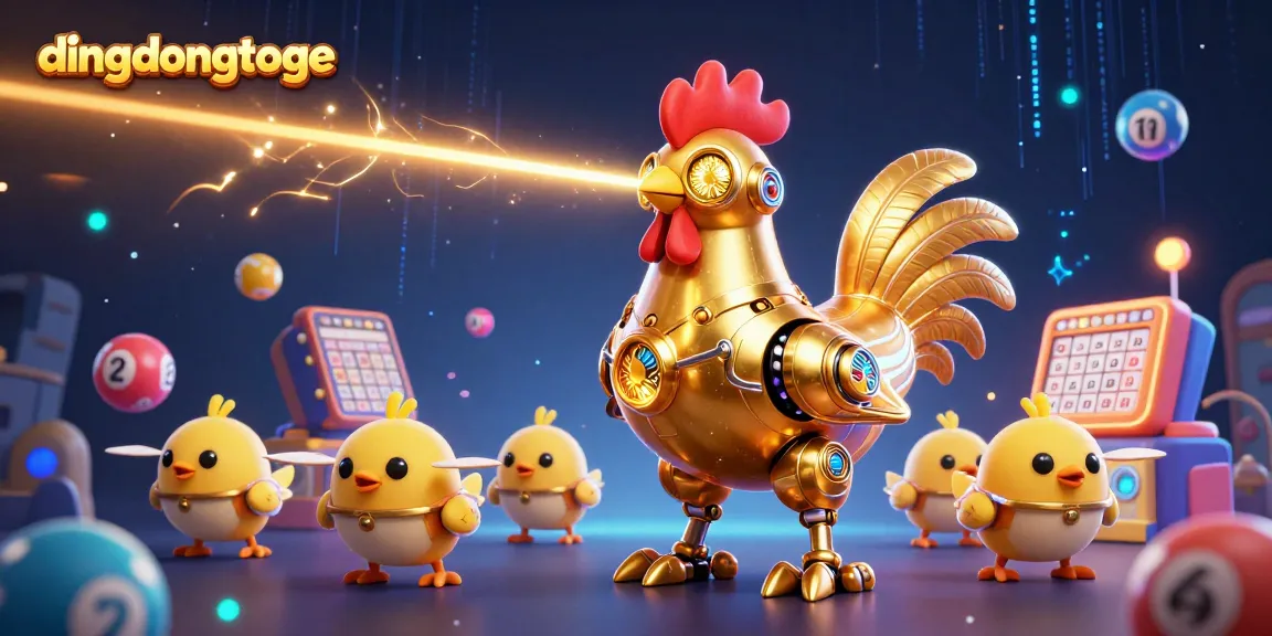 Experience thrilling lottery excitement with dingdongtoge's vibrant 3D scene featuring a golden rooster robot.