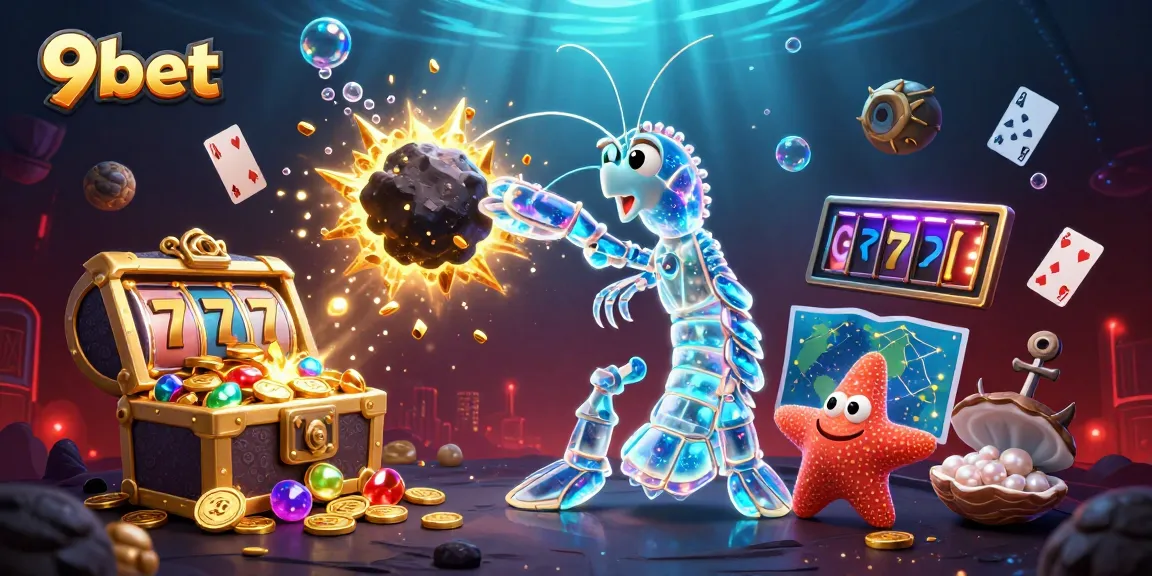 Experience the excitement of 9bet with this captivating casino scene featuring colorful slot reels and vibrant characters.