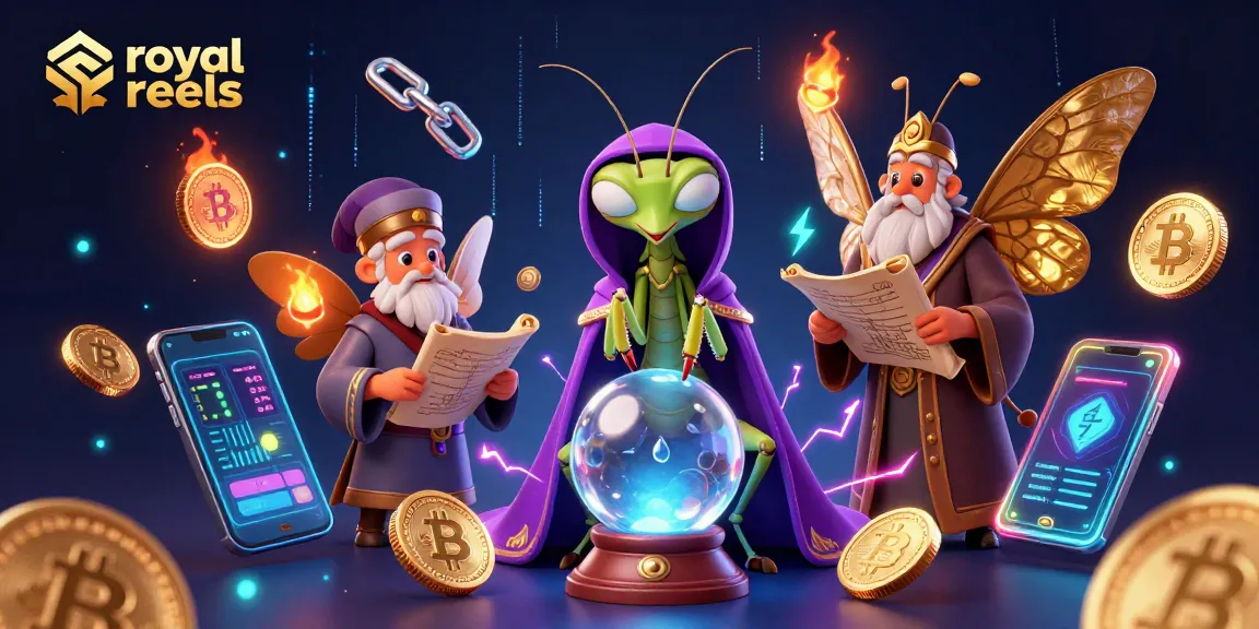 Royal reels: Engage in gaming excitement with colorful characters and crypto elements.