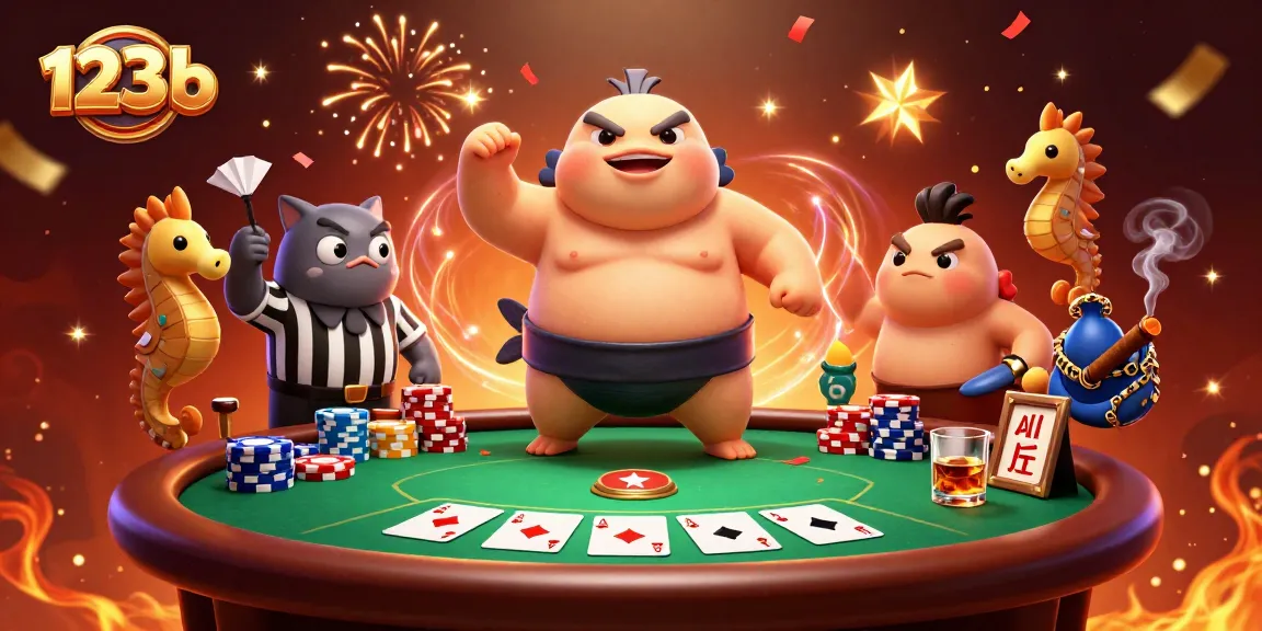 Engage in thrilling poker action with 123b's vibrant 3D illustration of underwater festivities.