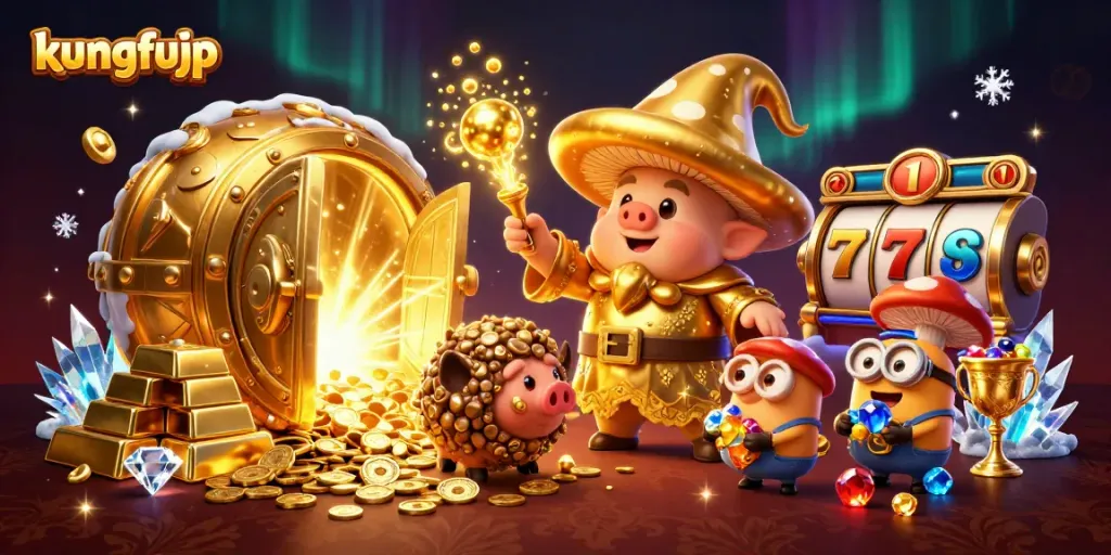 Menghadirkan permainan slot dari kungfujp dengan karakter kartun raksasa, menarik para pemain dengan jackpot dan permata