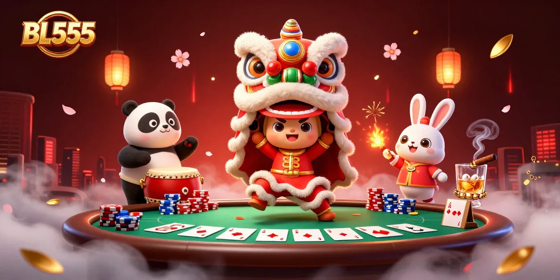 Experience the excitement at BL555 with vibrant 3D casino elements and lively characters showcasing a dynamic gambling scene.