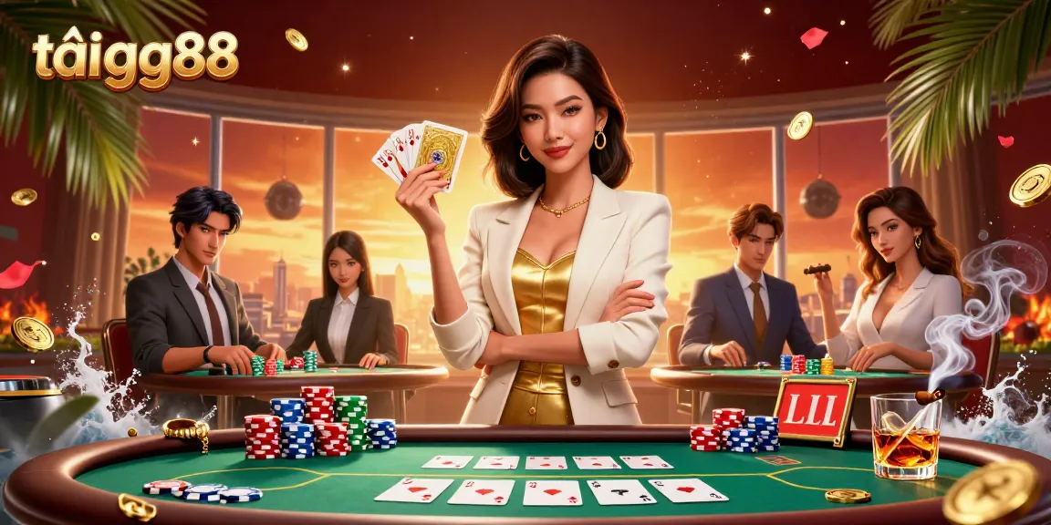 Experience excitement with tải gg88 in this vibrant 3D casino illustration showcasing poker elements, dynamic play, and glamour.