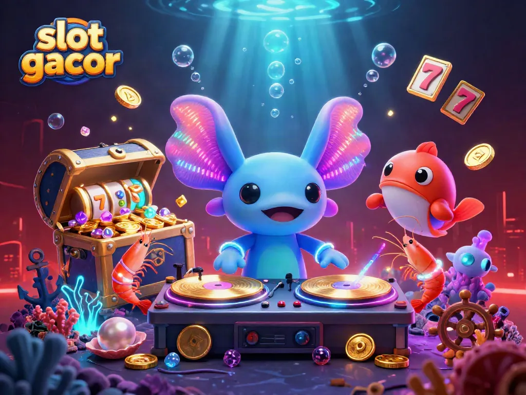 Engage in thrilling gameplay with slot gacor as the colorful axolotl DJ spins winning reels.