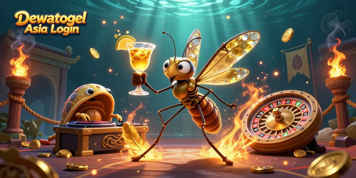 Dewatogel Asia Login showcases a vibrant 3D casino scene featuring unique characters and dynamic game elements.