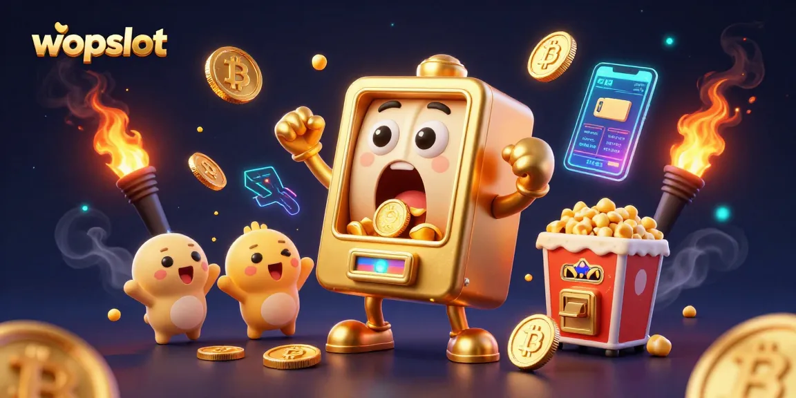 Wopslot delivers excitement as the golden slot machine hits a jackpot with cheering baby slots around.