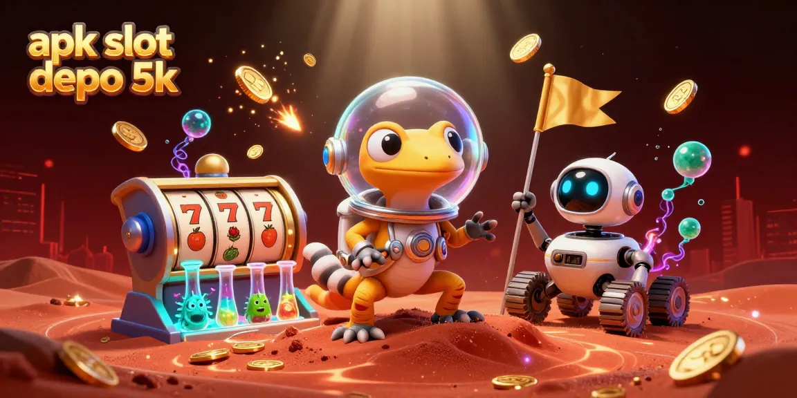 Playing apk slot depo 5k with thrilling visuals of a cartoon gecko and casino elements.
