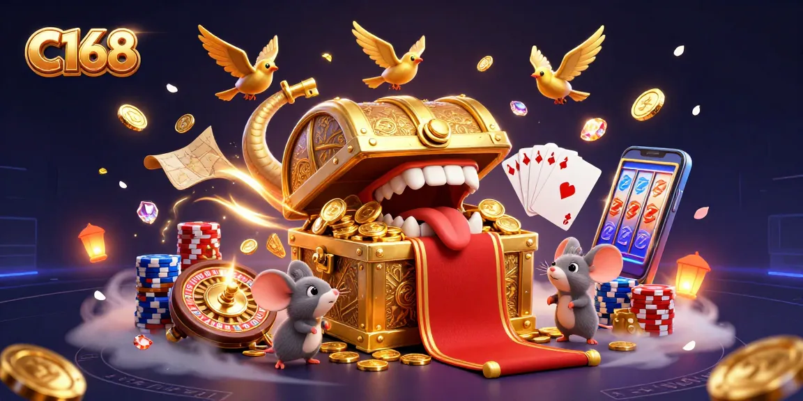 Engage with C168's thrilling gaming experience featuring vibrant casino elements and dynamic characters.